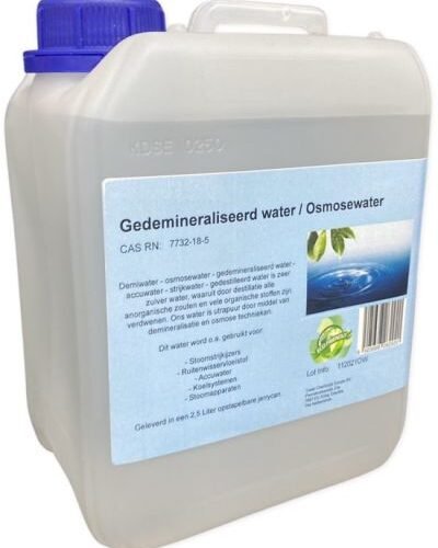 Demineralised water, Osmosis water, Battery water, Ironing water 2,5 liters